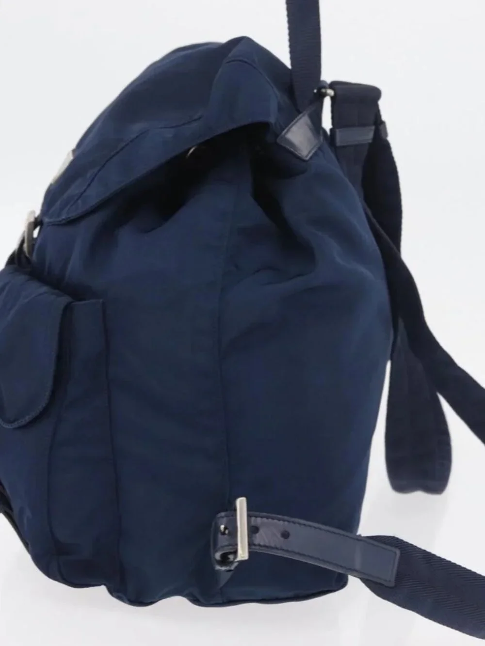 PRADA Backpack Nylon Navy Silver Auth yk20267